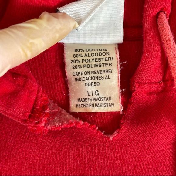 NHL DETROIT REDWINGS HOODIE MEN'S LARGE RED AUTHENTIC ICE HOCKEY LONG SLEEVE - Picture 3 of 5